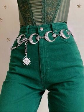 Silver Moon & Star Chain Belt - Women Accessories